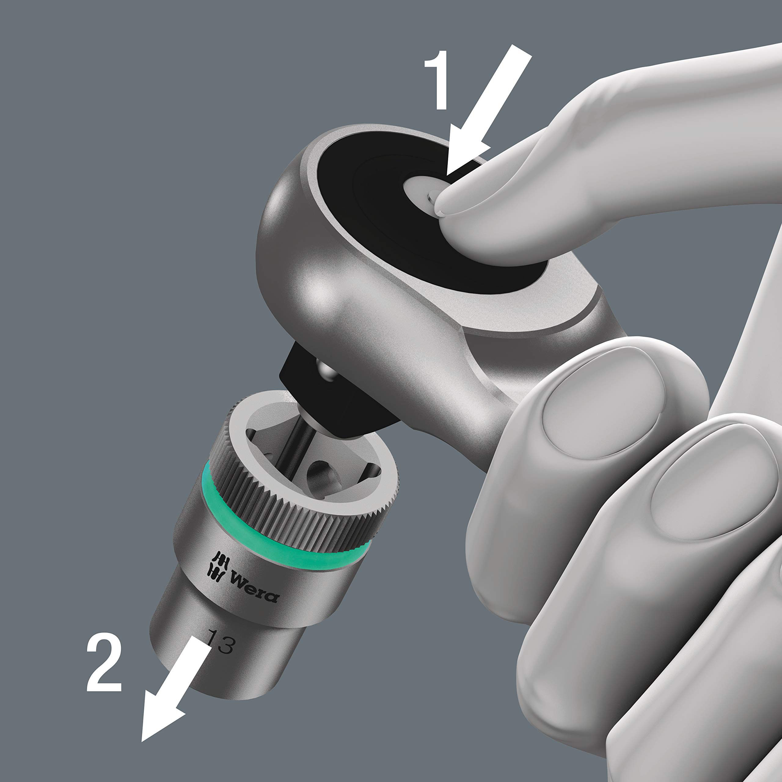 Wera 05004047001 8100 SB 7 Zyklop Metric Metal Ratchet Set with Push-Through Square, 3/8" Drive - Image 5