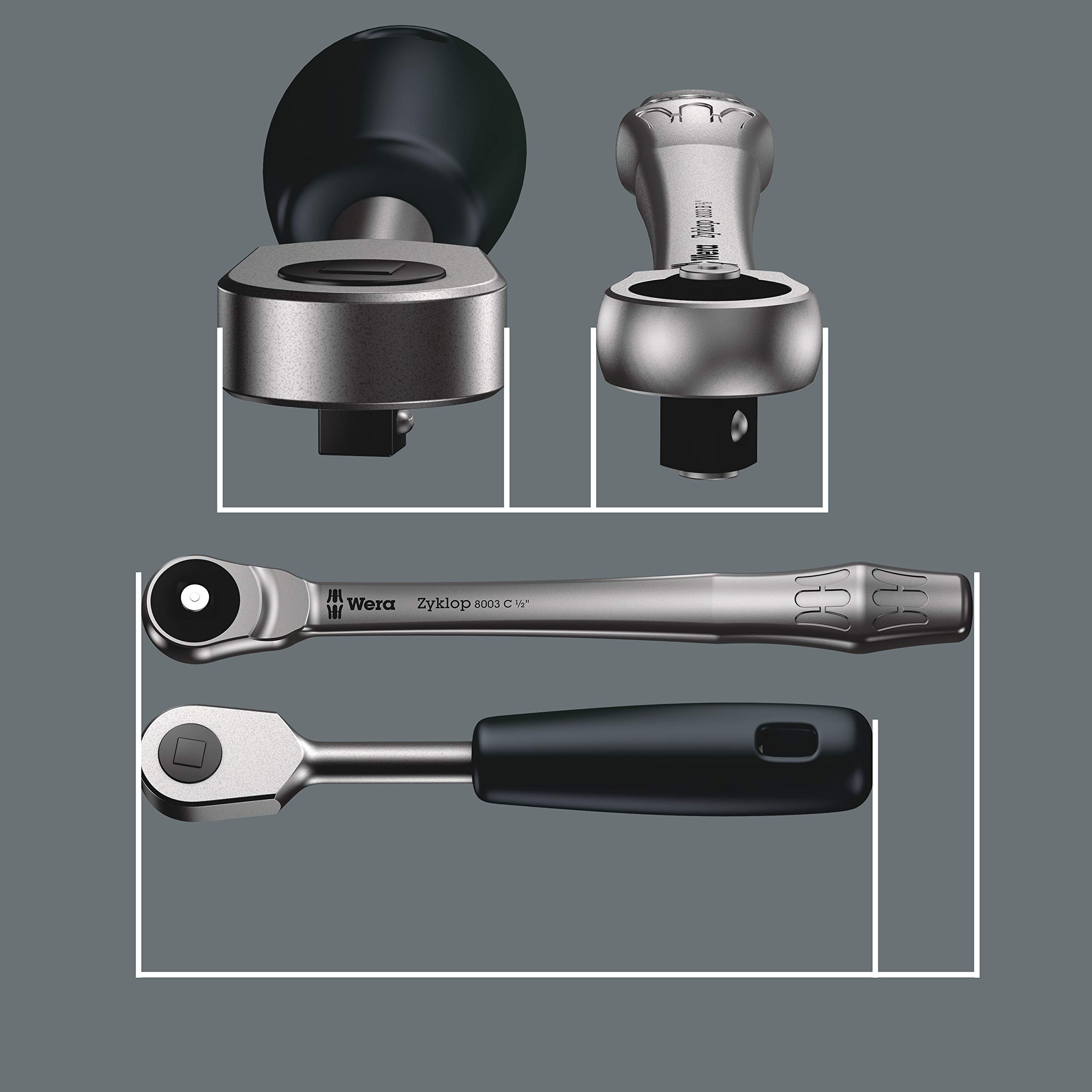 Wera 05004047001 8100 SB 7 Zyklop Metric Metal Ratchet Set with Push-Through Square, 3/8" Drive - Image 8